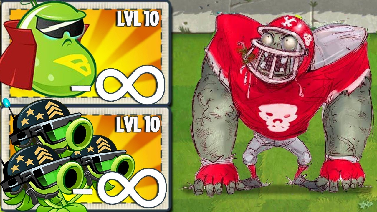 PvZ 2 POWER UP Infinite !!! 5 Plant level max vs 100 Modern All Star Zombie Level 5