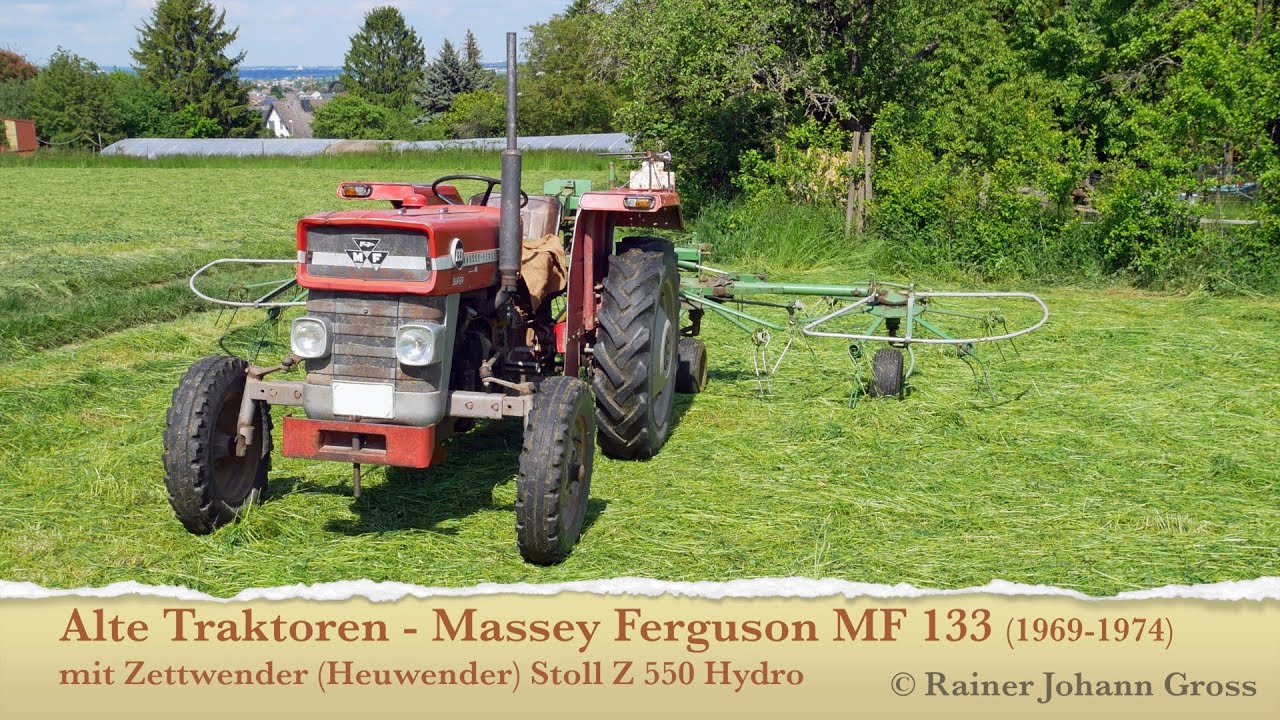Alte Traktoren - Massey Ferguson MF 133 (1969-1974) mit Zettwender (Heuwender) Stoll Z 550 Hydro