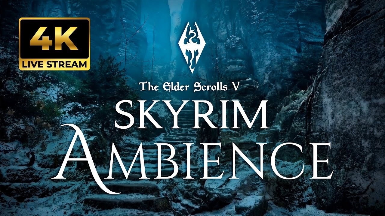 Skyrim Snowy Night Journey ❄️ Jeremy Soule Music for Deep Sleep & Healing