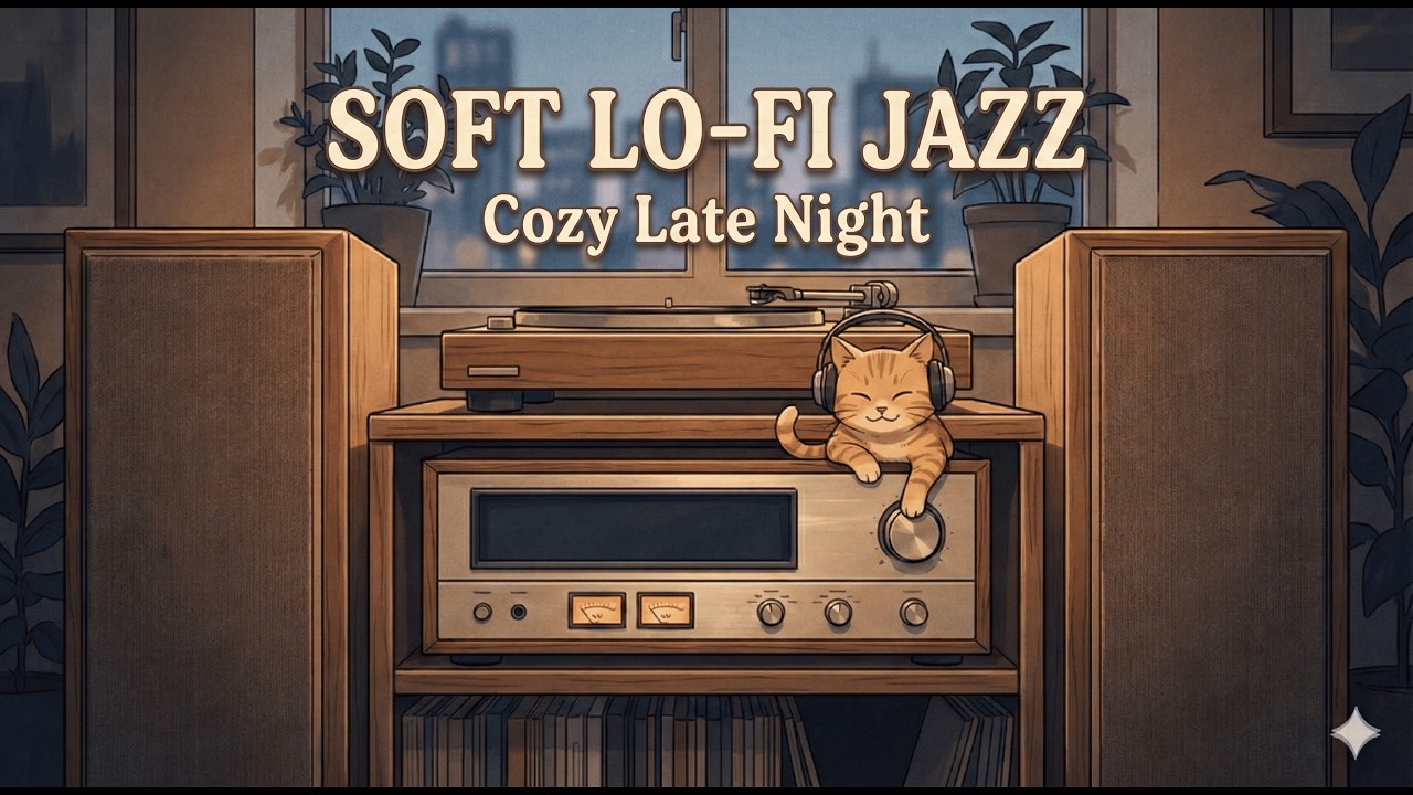 Cozy Night Lofi 🐱🎧 Warm Vinyl Beats for Study, Focus & Sleep