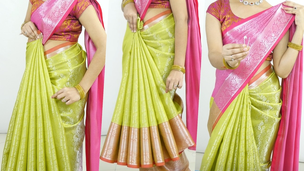 😍 How to Look Slim in ANY Heavy Silk Saree | Perfect Pleats Trick for Beginners #saree