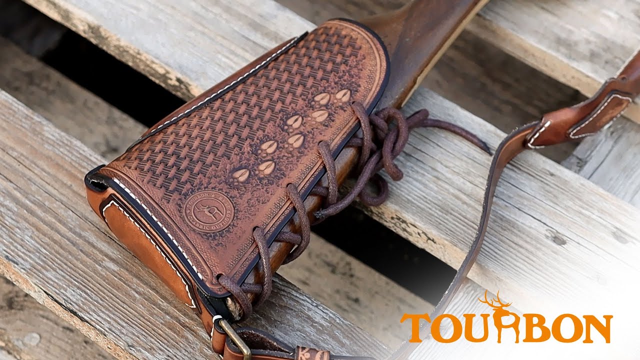 TOURBON No-Drill Leather Cheek Rest & Ammo Pouch | Rifle Upgrade