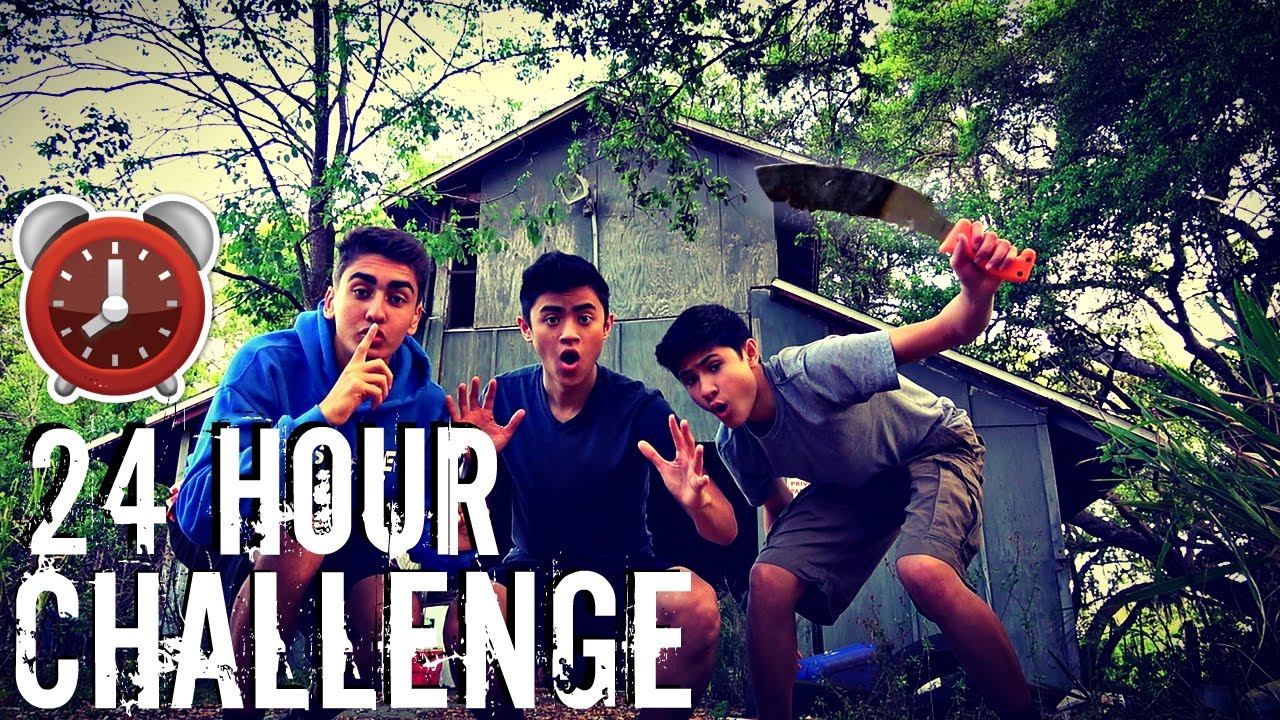 24 HOUR OVERNIGHT CHALLENGE IN ABANDONED HOUSE!!