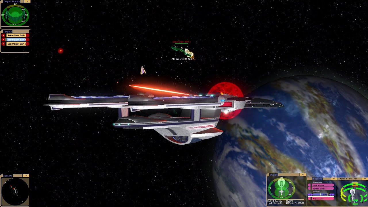 Enterprise B vs Romulan SabreClaw Trio | KM | Star Trek Bridge Commander