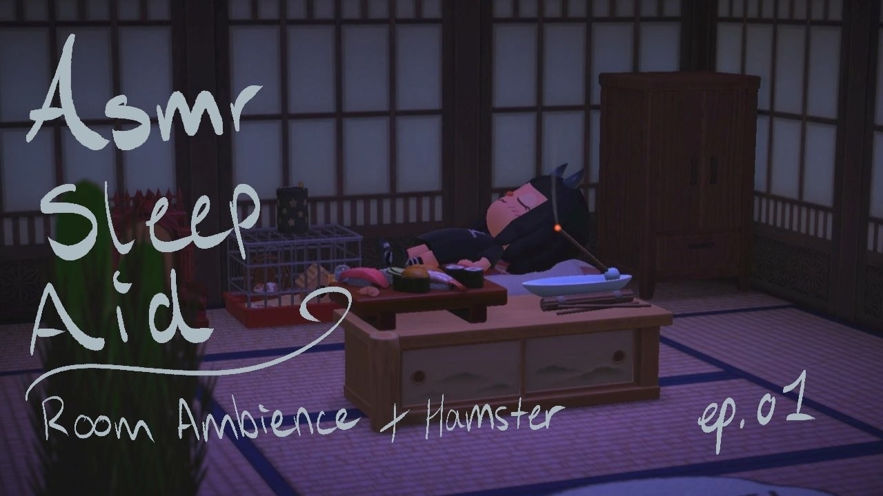 Animal Crossing Cozy Night ASMR + Hamster 💤 Sleepy Room Ambience (No Music + Dark Screen)