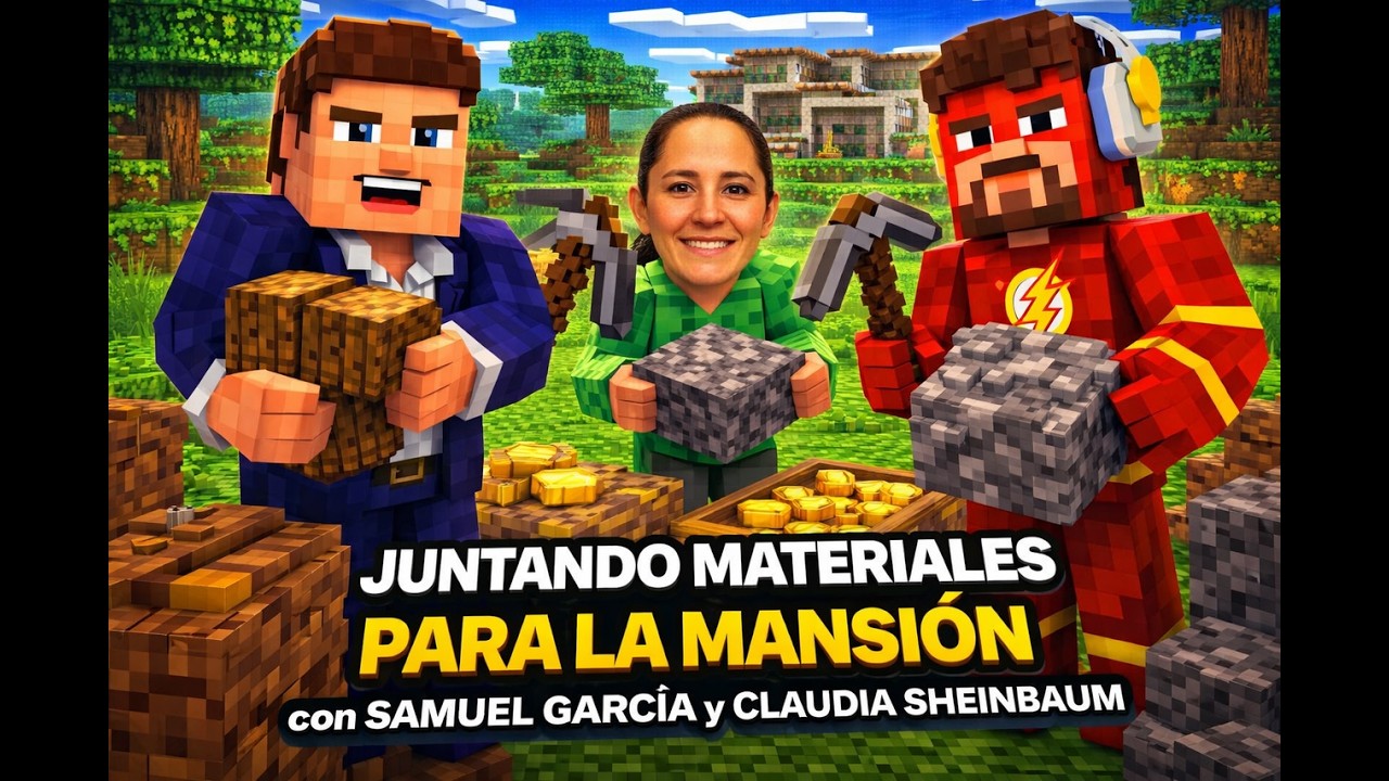 juntando materiales para mansion con samuel garcia y claudia | Minecraft