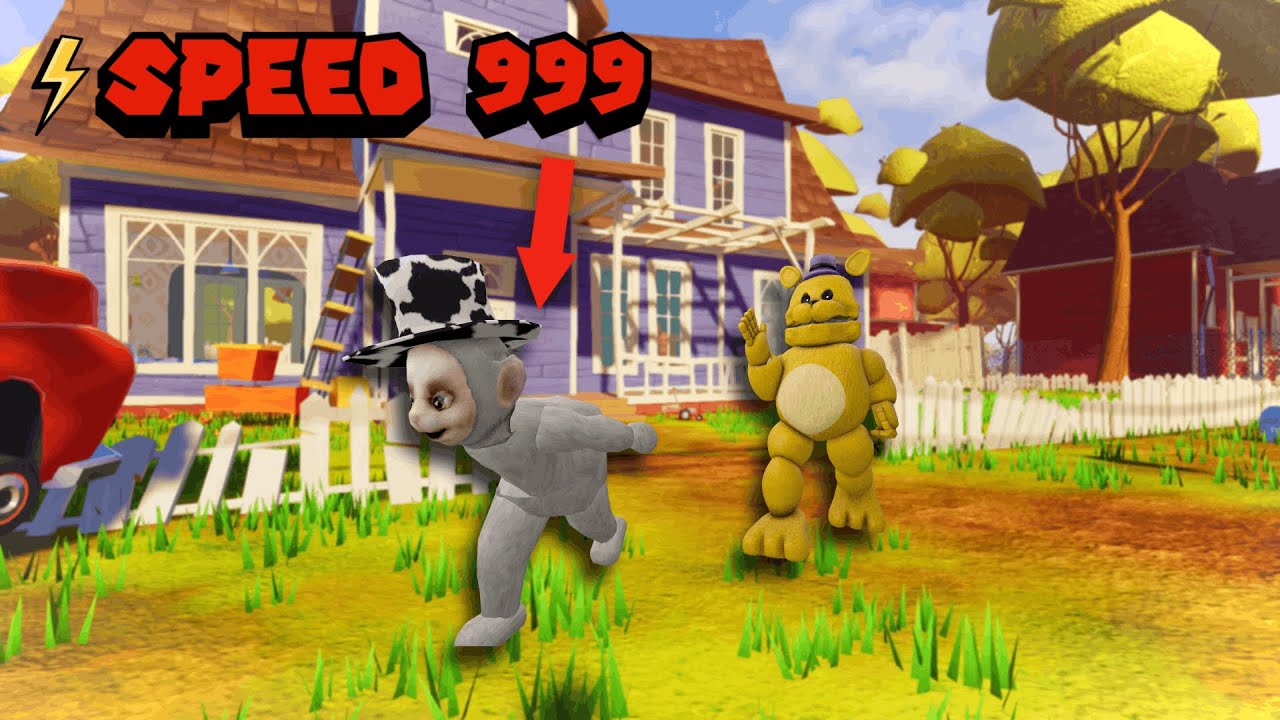 white tubby plays fredbear hello neighbor mod but he is faster that fredbear