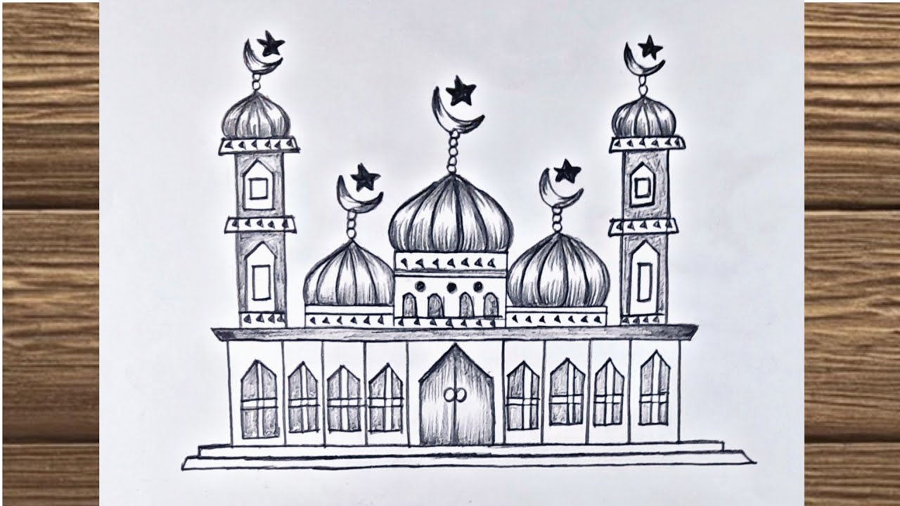 পেন্সিলের জাদুতে শান্তির নীড় | Easy Mosque Drawing Step by Step | Masjid Sketch