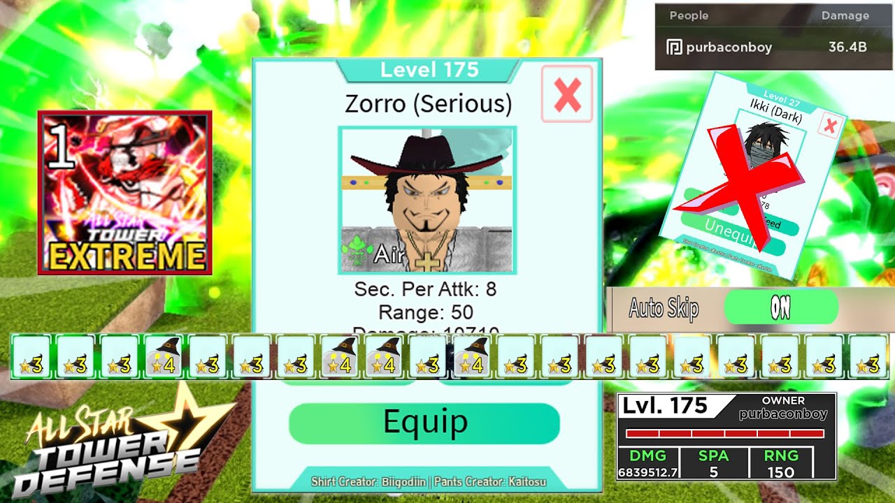 Level 175 6 Star Mihawk in Extreme Infinite Mode | Wave 70+ | Roblox All Star Tower Defense