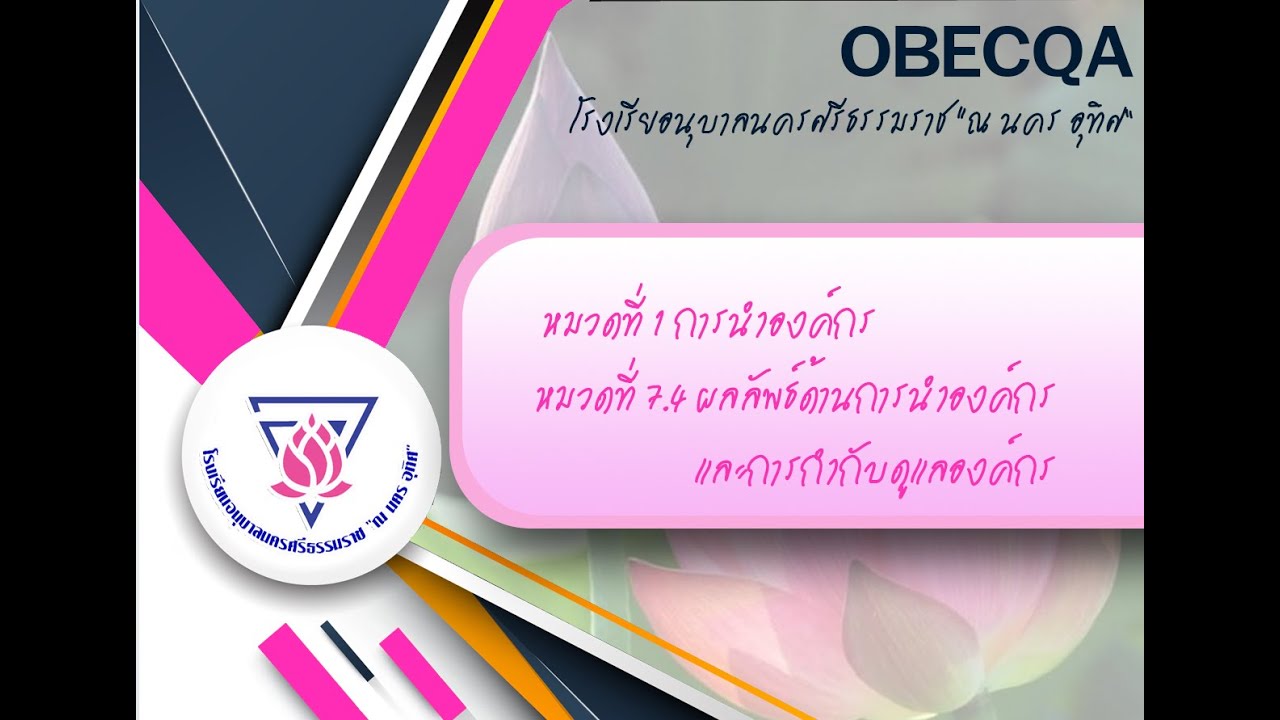 นำเสนอOBECQA หมวดที่ 1 / หมวดที่ 7.4