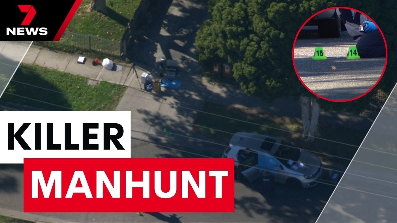 A killer gunman on the run in Melbourne’s south-east after a gangland style hit | 7 News Australia