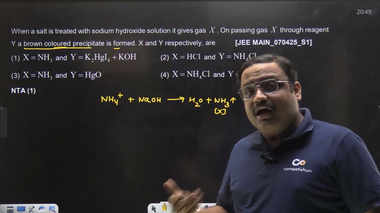 When a salt is treated with sodium hydroxide solution it gives gas  07 APR 2025 SHIFT-1 JEE MAIN PYQ