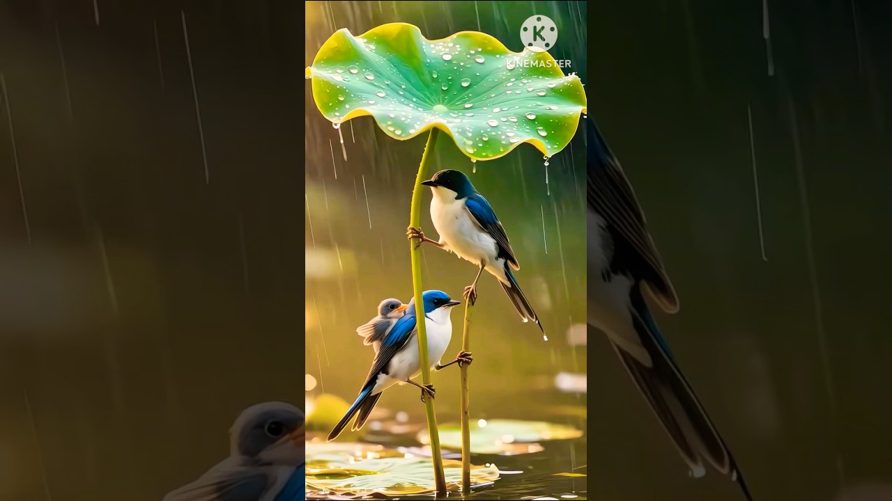 Mother Bird Cares for Her tiny Babies bird🌧️