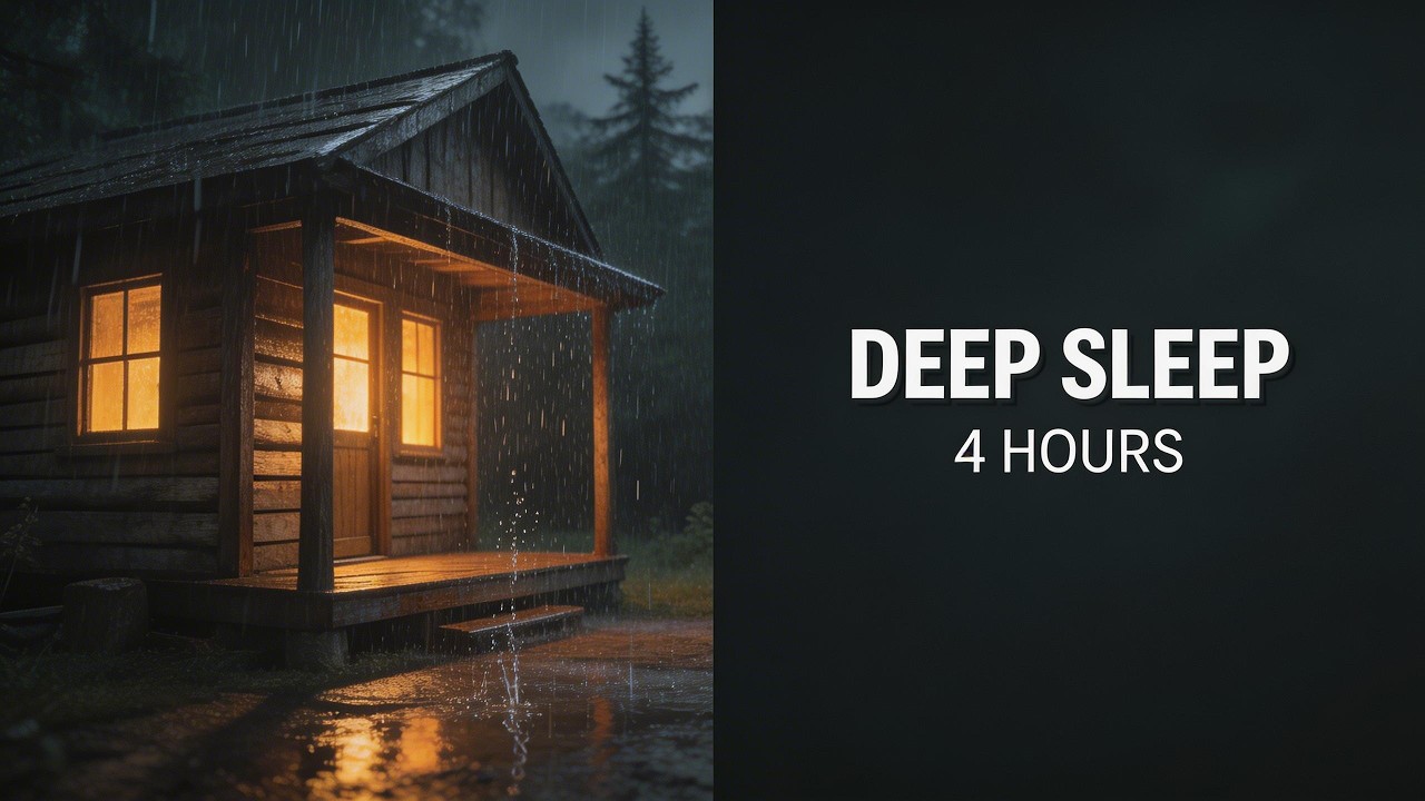 Heavy Rain ASMR for Deep Sleep 🌧️ Cozy Cabin Rain Sounds (4 Hours, No Ads)