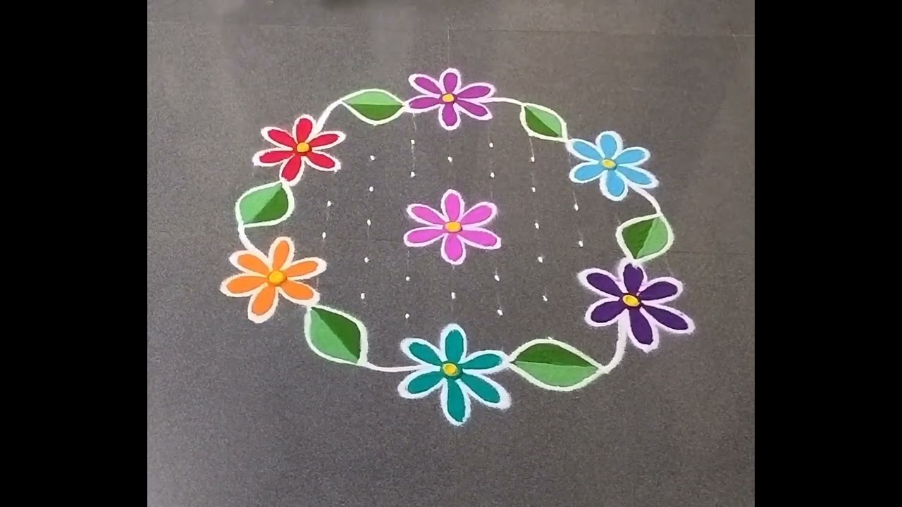 Creative kolam/ 11-6 dot's Margazhi matham Flowers 🌸 design Rongoli kolam.