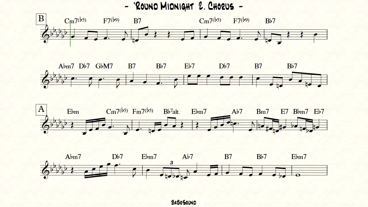 'Round Midnight Backing Track For Bass (BPM 60)