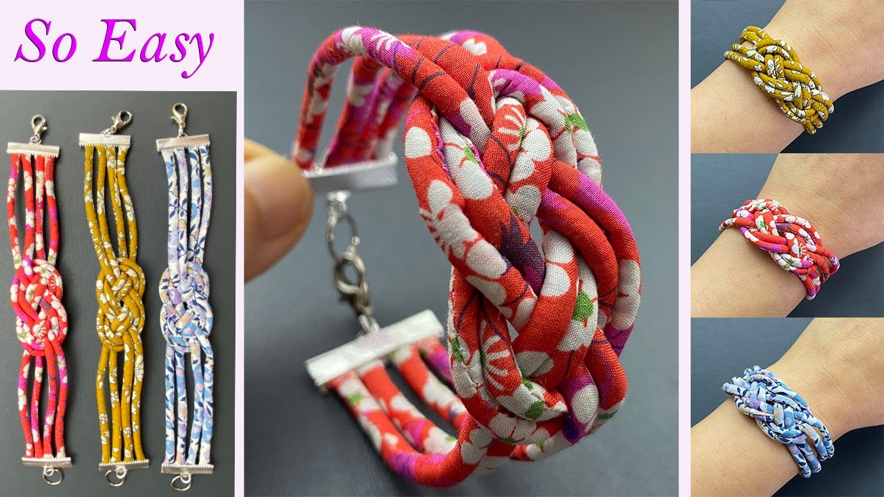 💖 DIY 4 Layers Infinity Knot Chunky Statement Fabric Bracelet Bangle wristband | Pulseira | ब्रेसलेट