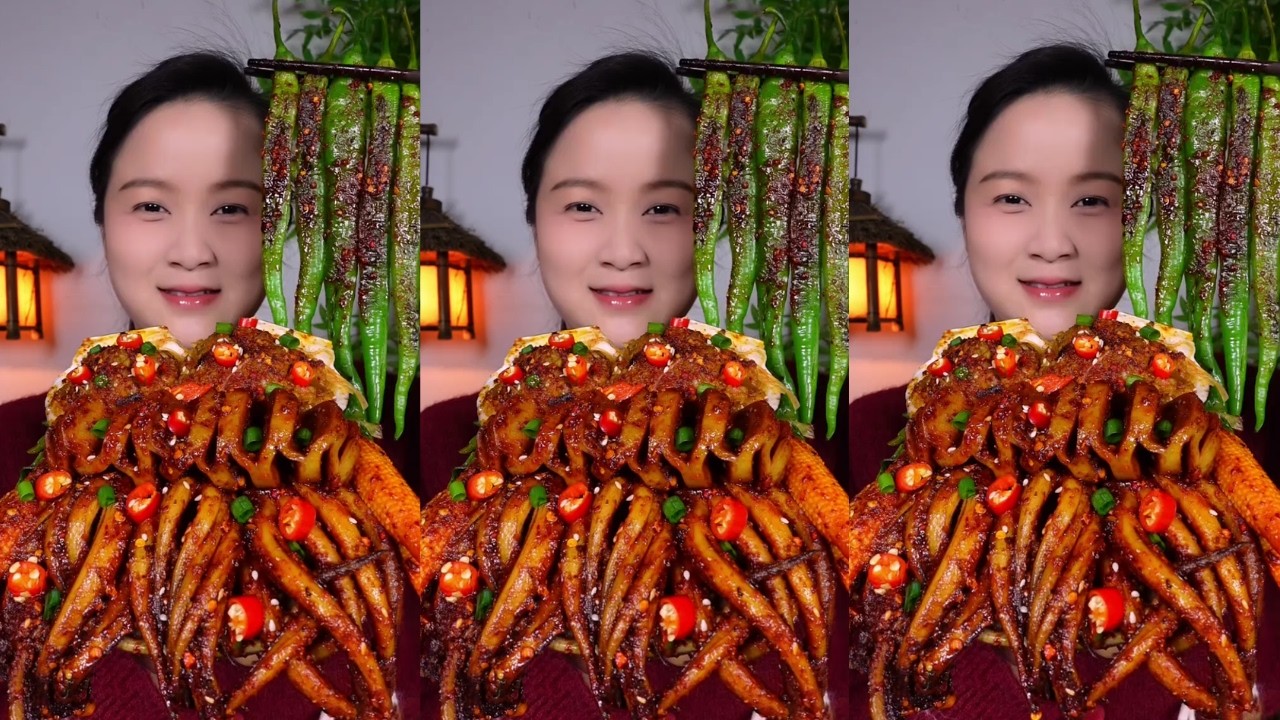 Let's Eat with Jin Sister Enjoy Eating Fried Squid | Spicy Food Eating Show Really Delicious 🦑🌶️