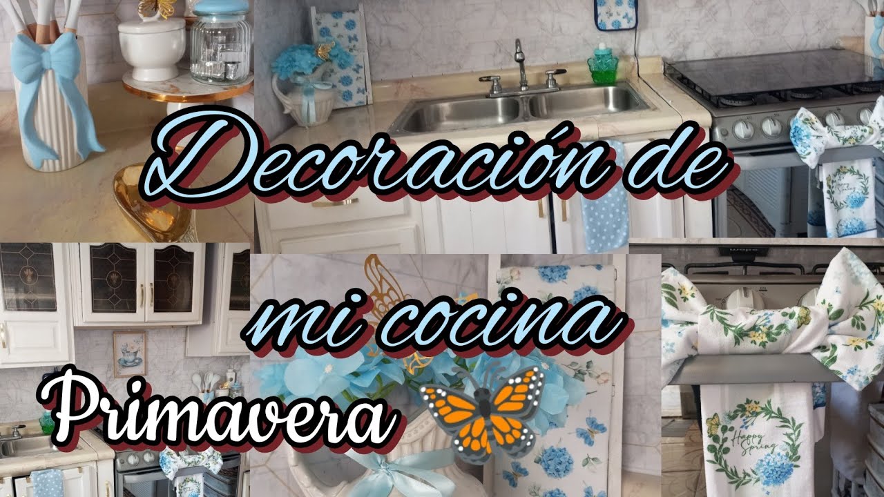 Decoración de mi cocina primavera 🌼💙#decoracion #ideas #cocina #primavera #azul #hogaracogedor 
