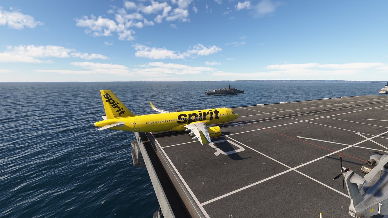 Spirit A320 Successful Takeoff from a Carrier in a Realistic Simulation!