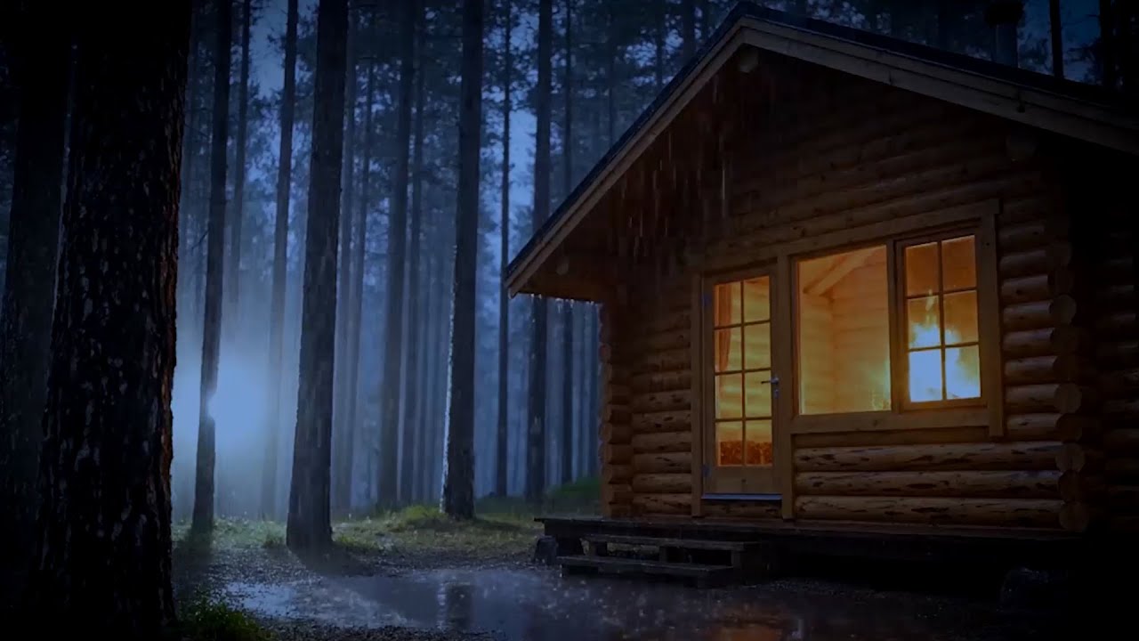 🌧️ Cozy Wooden Cabin in Heavy Rain for Deep Sleep | No Music, Just Rain & Deep Relaxation