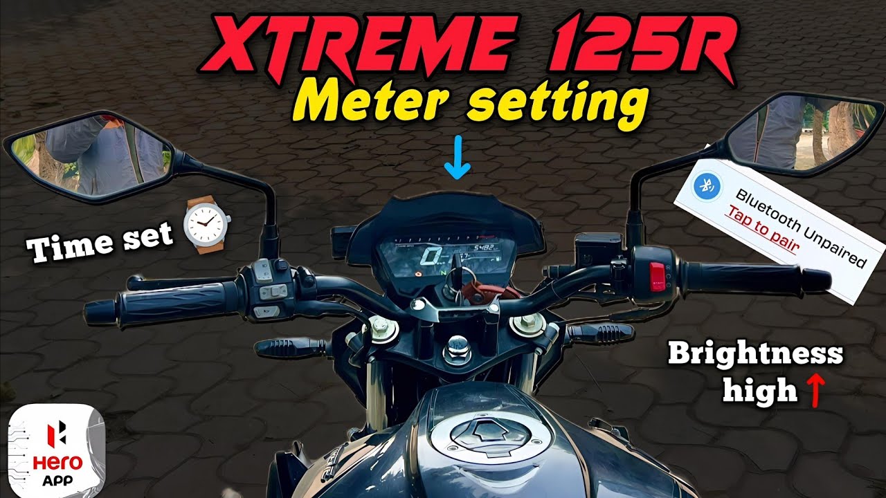 Hero Xtreme 125R meter console setting | detail video brightness, time set  and bluetooth. 