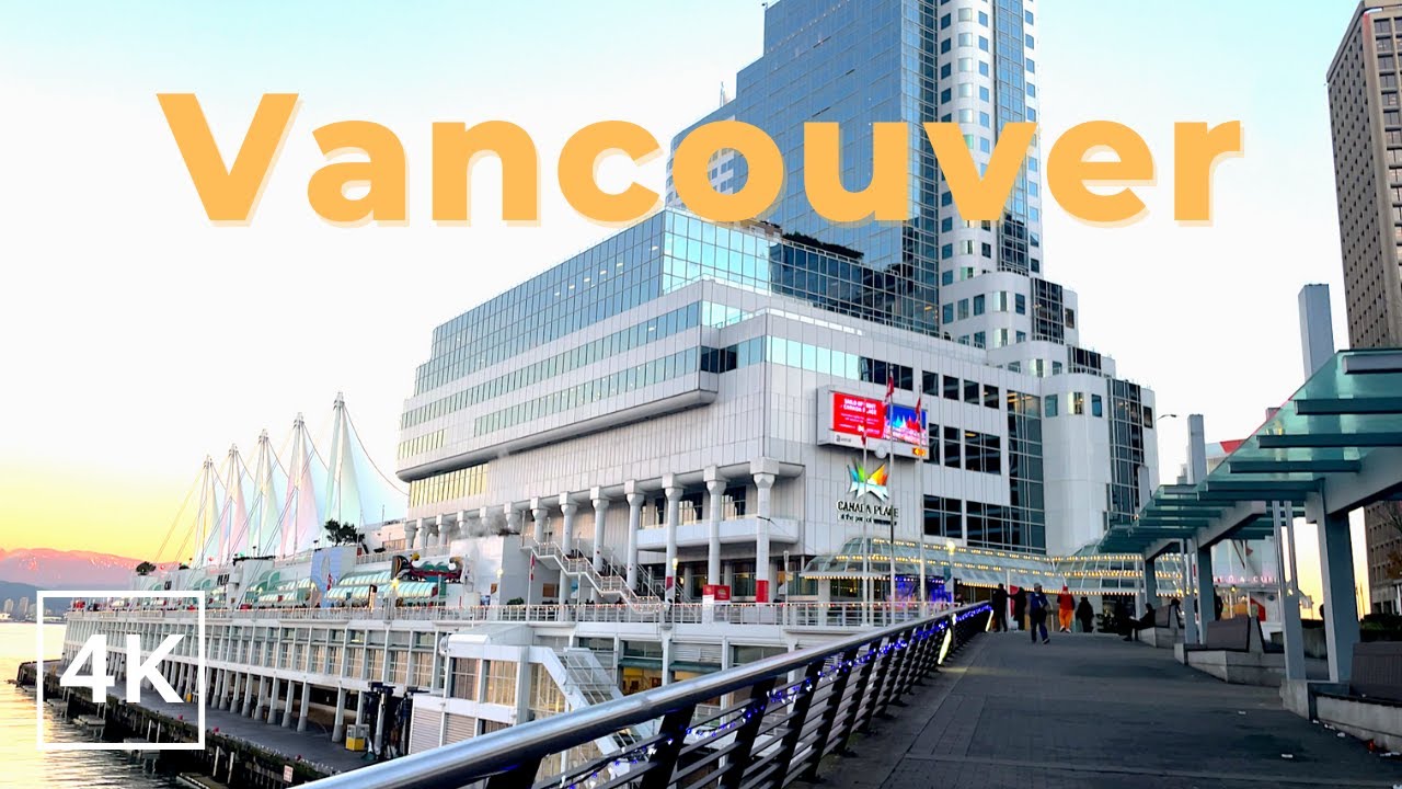 【4K】 Downtown Vancouver Walk - Canada Place | BC Canada (Binaural City Sounds)