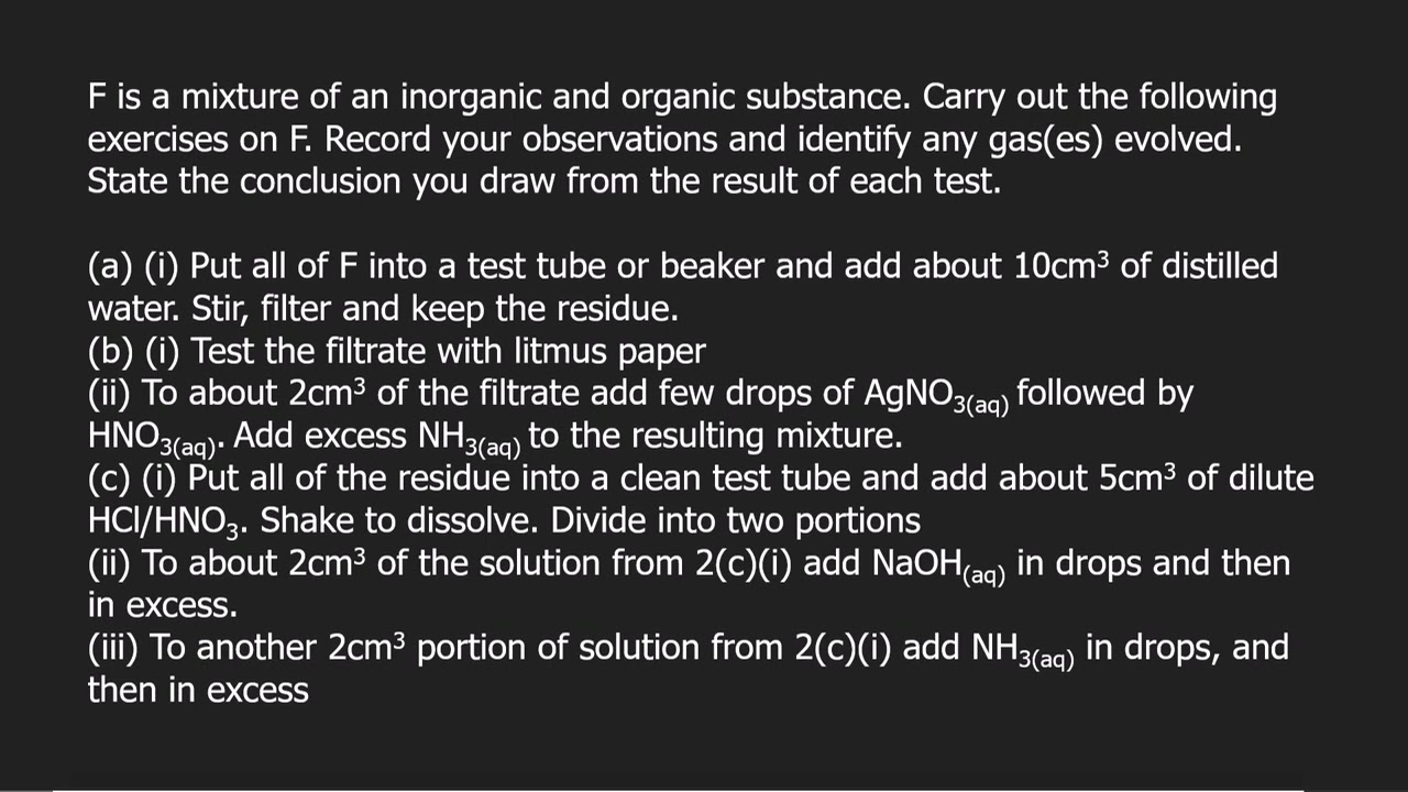 WAEC 2025 CHEMISTRY PRACTICAL ALT. B QUALITATIVE ANALYSIS