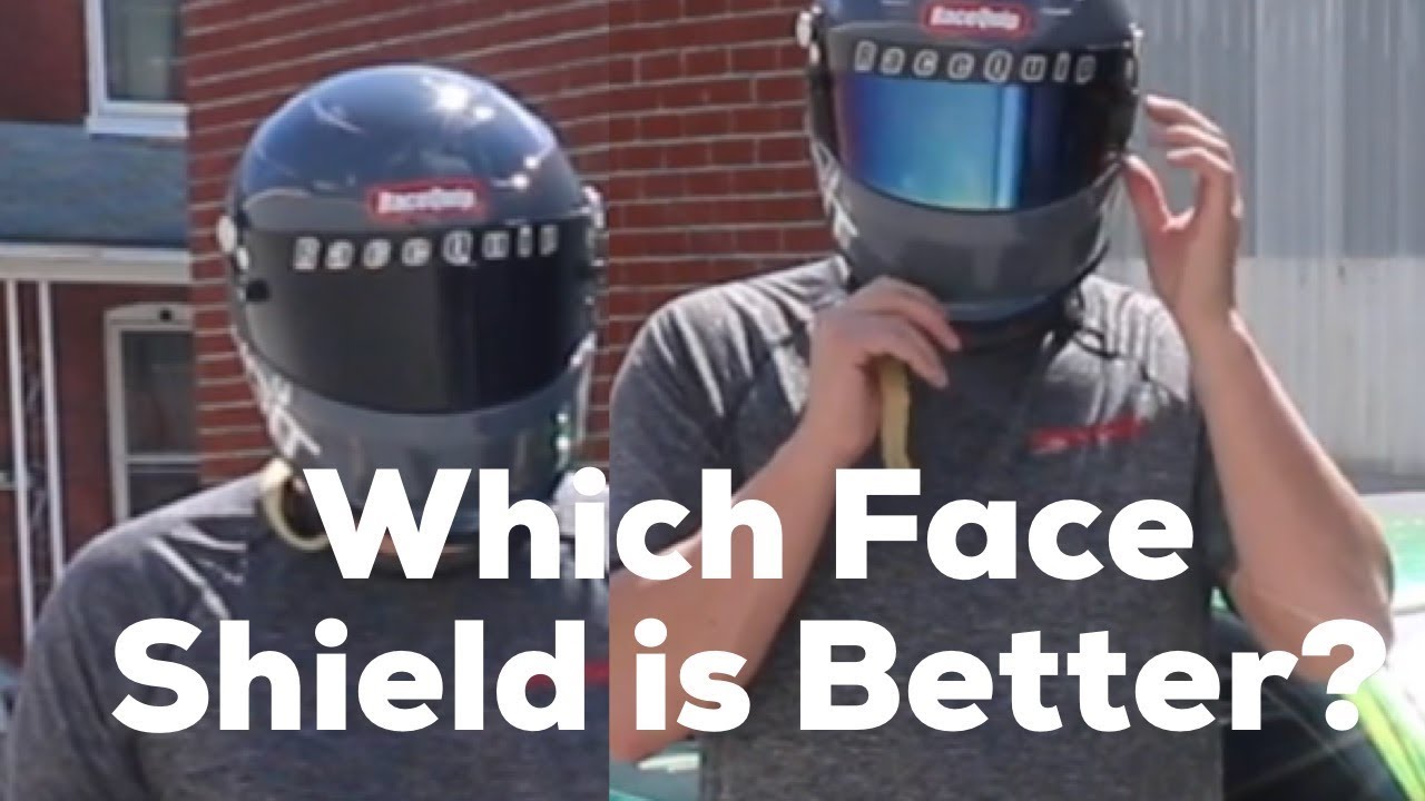RaceQuip Smoke Faceshield Compared to Blue Iridium Facesheild
