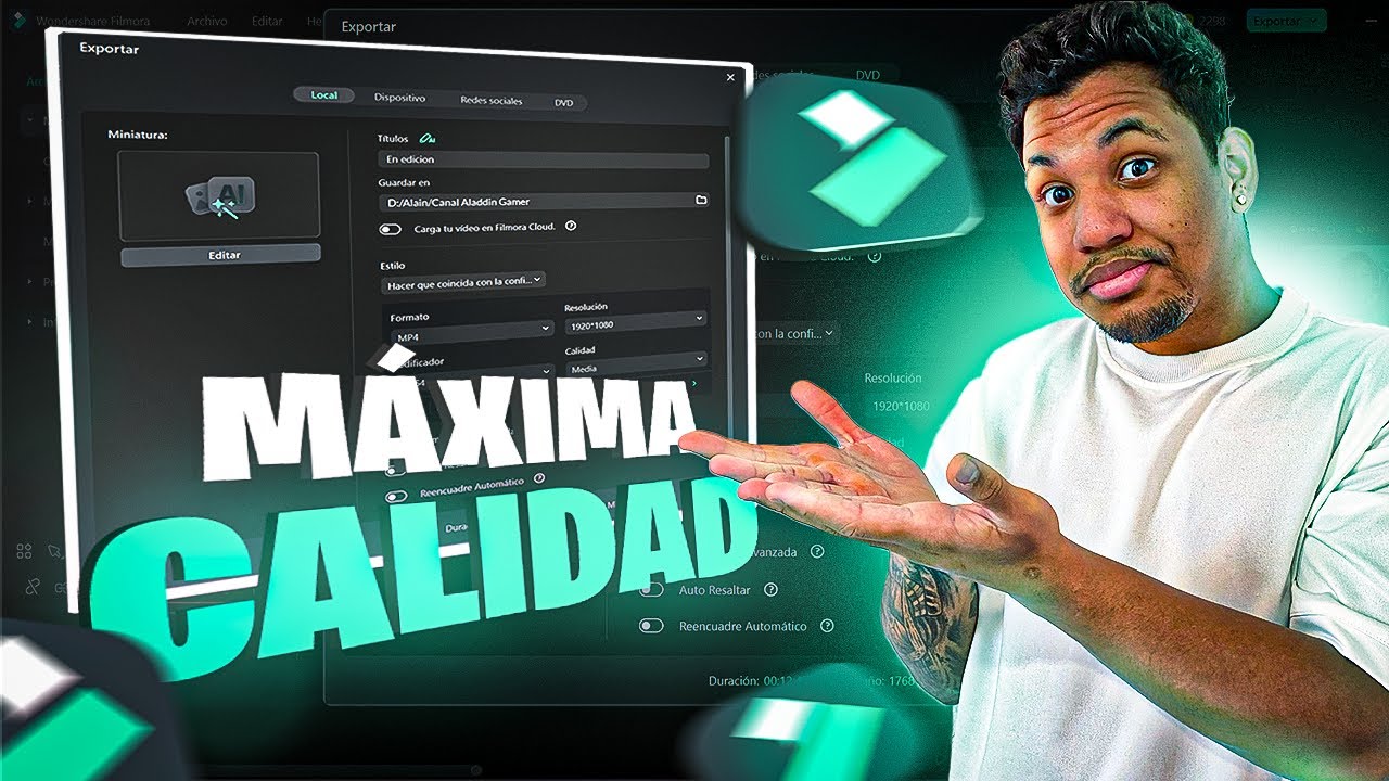 La MEJOR configuración para exportar videos en Filmora calidad máxima para YouTube