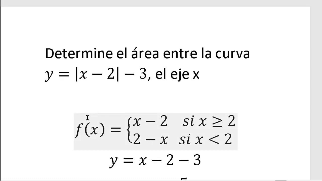 calcular el área bajo la curva de una función de valor absoluto y por encima del eje X