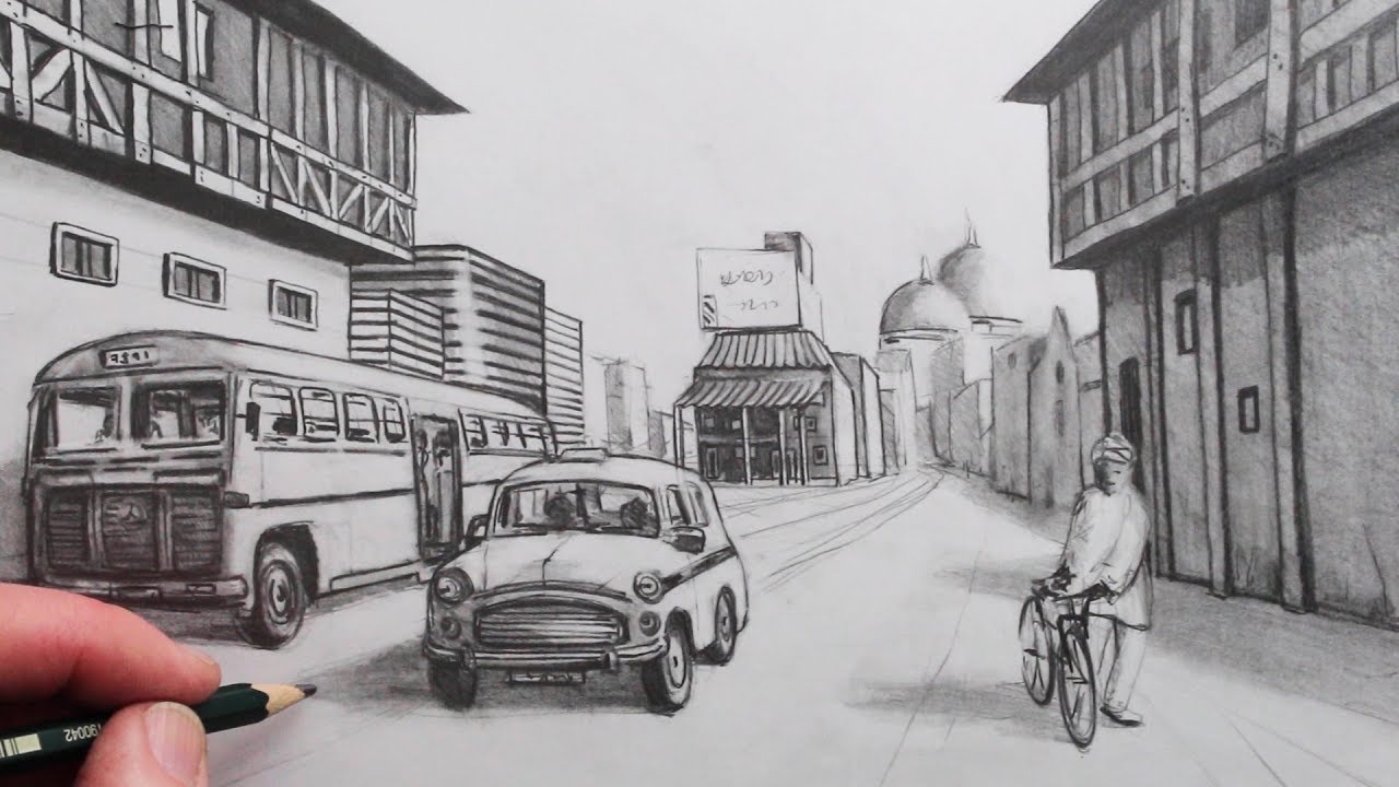 How to Draw a City Street View in 1-Point Perspective: Narrated