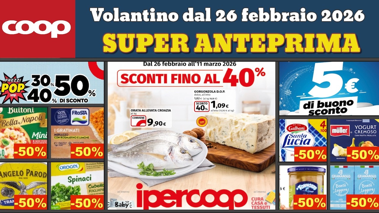 volantino IPERCOOP dal 26 febbraio 2026 ✅ #anteprima Sconti fino 40% 🔥 Offerte e promozioni