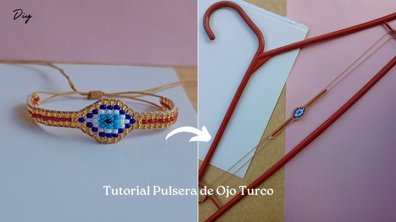 [PASO A PASO] Pulsera de Ojo Turco tejida con hilo y mostacillas