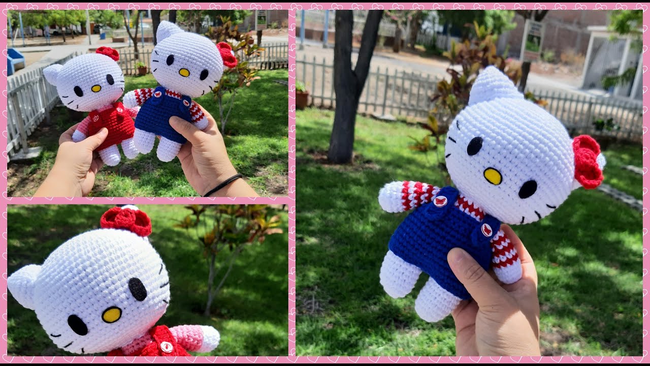 Cómo terminar de tejer cabeza y bordado de cara Muñeca Hello Kitty amigurumi a crochet