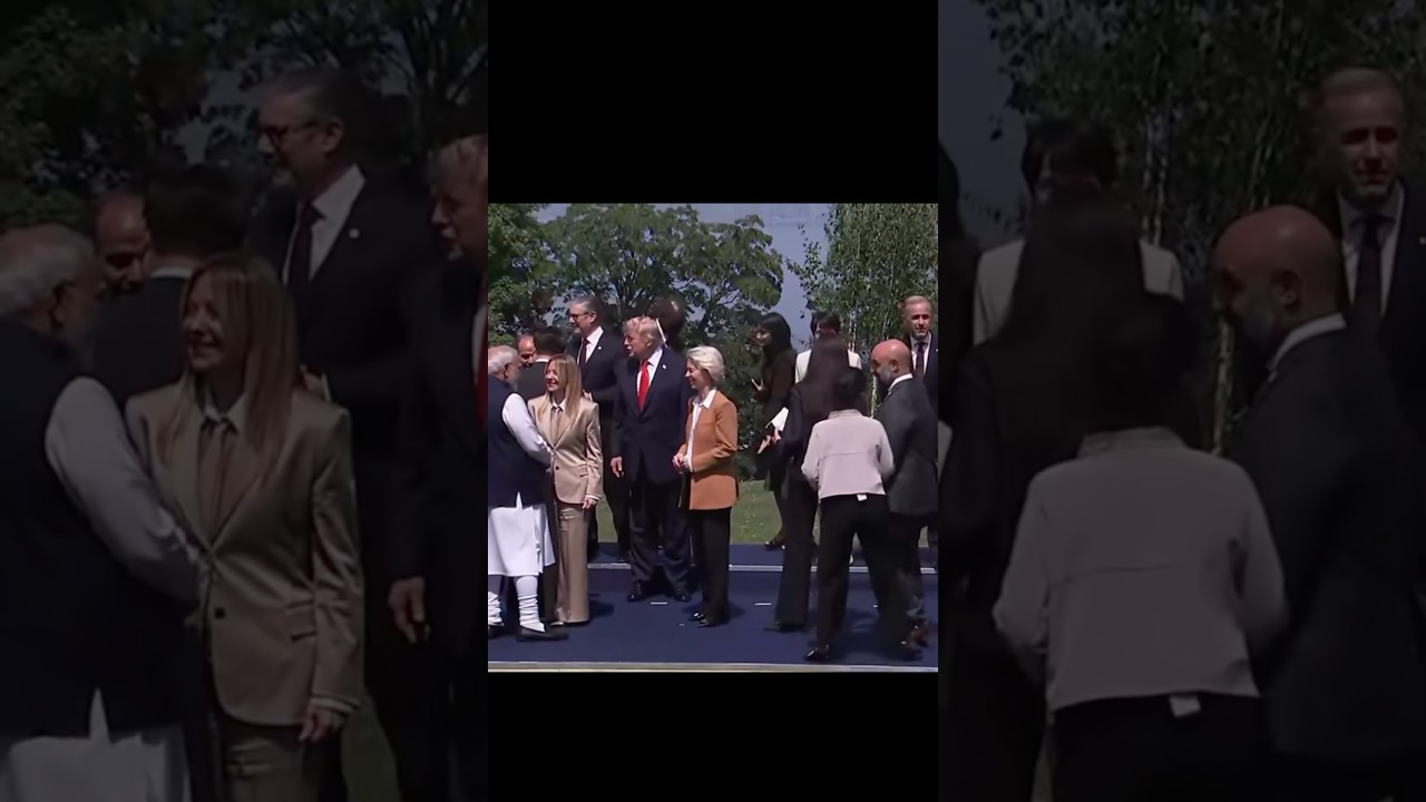 President Trump just WALKED OUT for a GROUP PHOTO at the G7 in France...