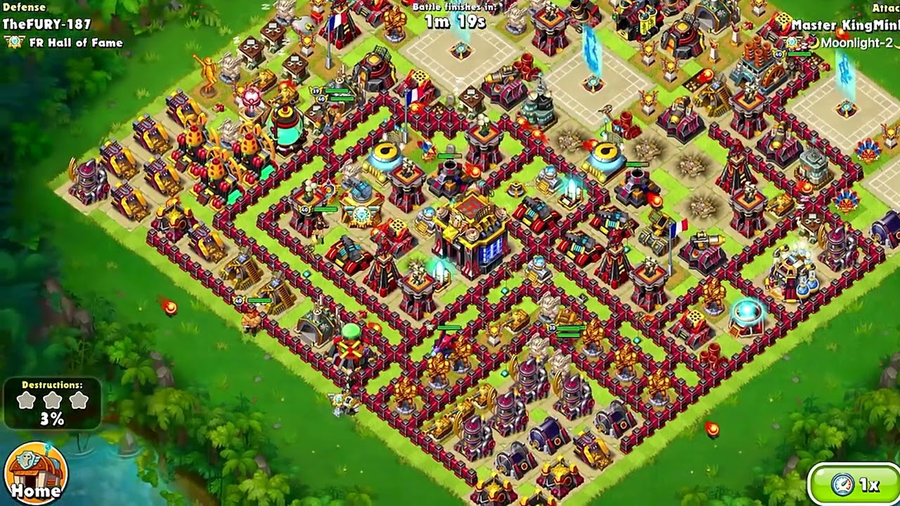 Jungle Heat - Attack on TheFURY-187 with all level 40 heroes (Clan War version)