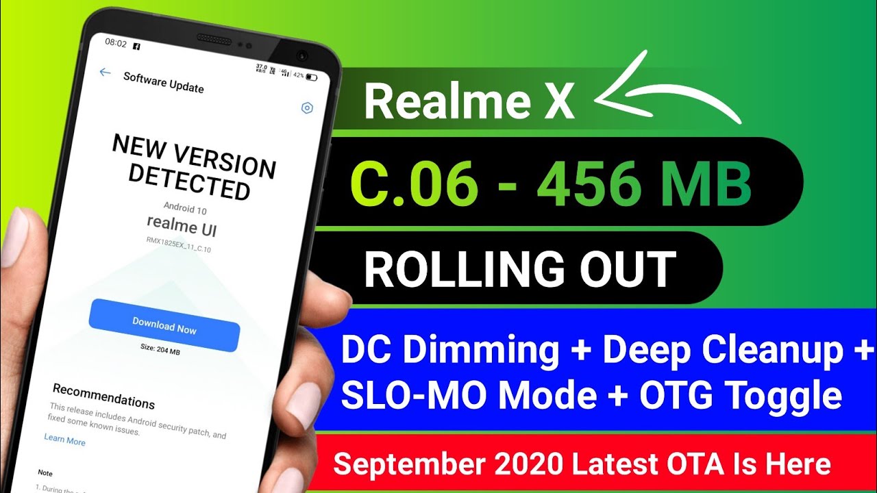Realme X New C.06 Update Roll Out September 2020 New OTA Released DC Dimming Option | SLO-MO Option