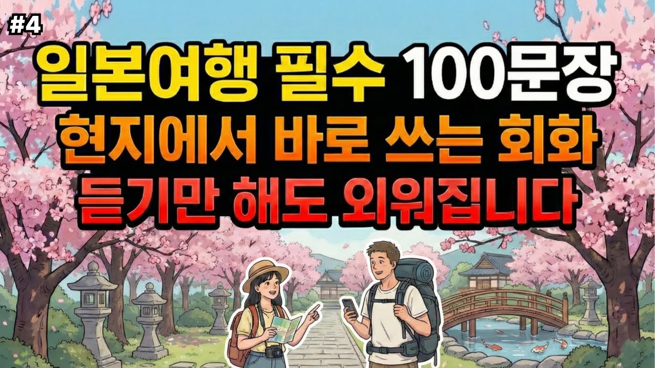 일본어여행회화 | 일본 여행에서 무조건 쓰는 필수 일본어 표현 | 듣기만 해도 외워집니다 | 4회 반복 | 한글발음 포함 | 기초생활일본어 100문장 #04