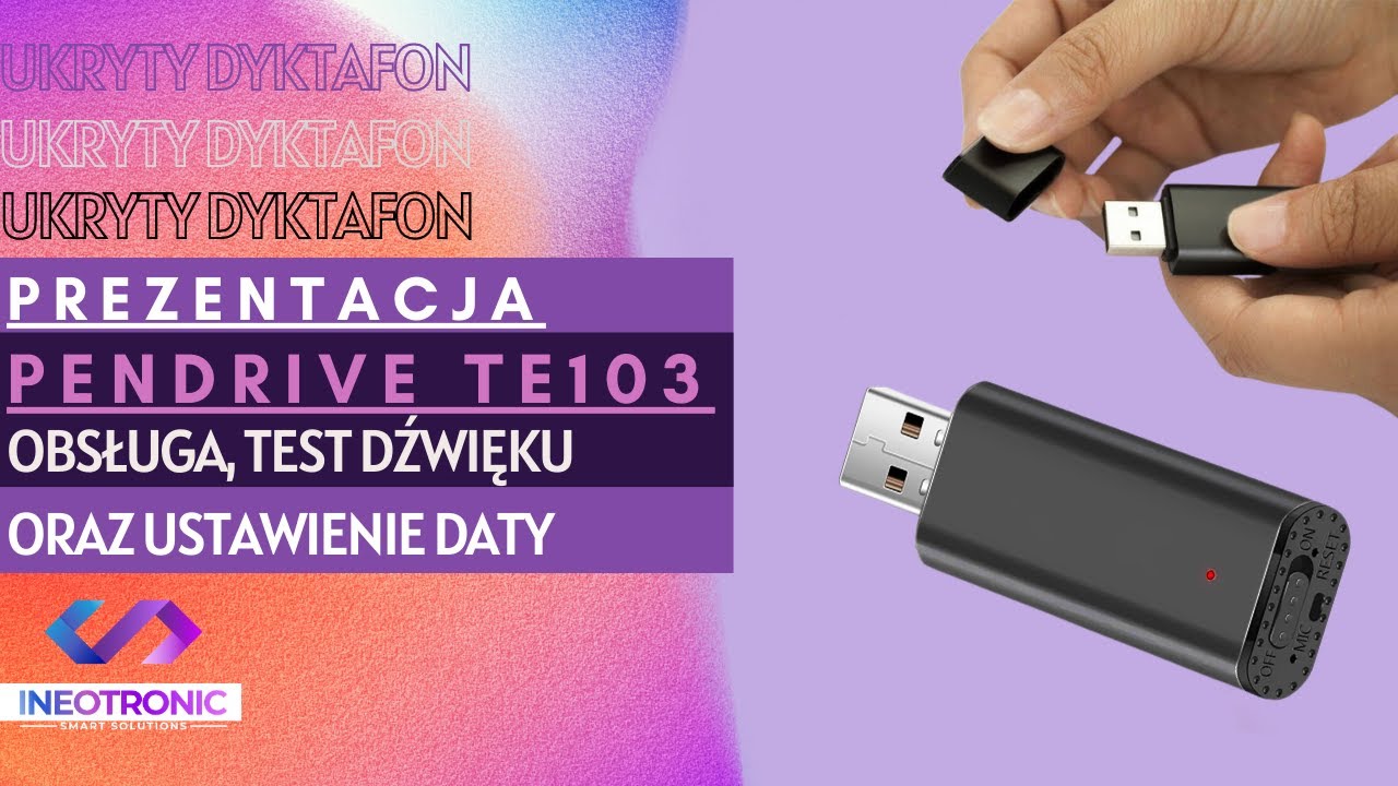 DYKTAFON SZPIEGOWSKI PENDRIVE TE-103 - PREZENTACJA, TEST DŹWIĘKU I USTAWIENIE DATY - GOSPY.PL