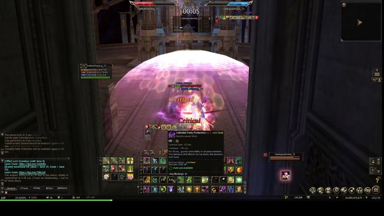 Lineage 2 Core - Olympiad Games Healer POV - Handless healer clicking all skills with mouse