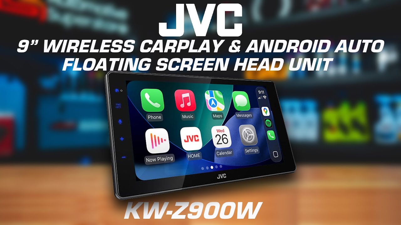 JVC KW-Z900W | 9-дюймовый плавающий экран премиум-класса, беспроводная поддержка CarPlay и Androi...