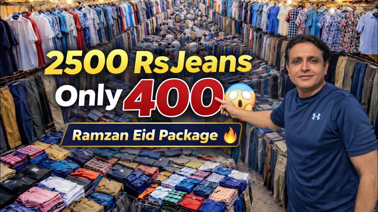 Jeans pent starting from Rs.400 || visited Korangi market big jeans pants and shirts stall by Akram 