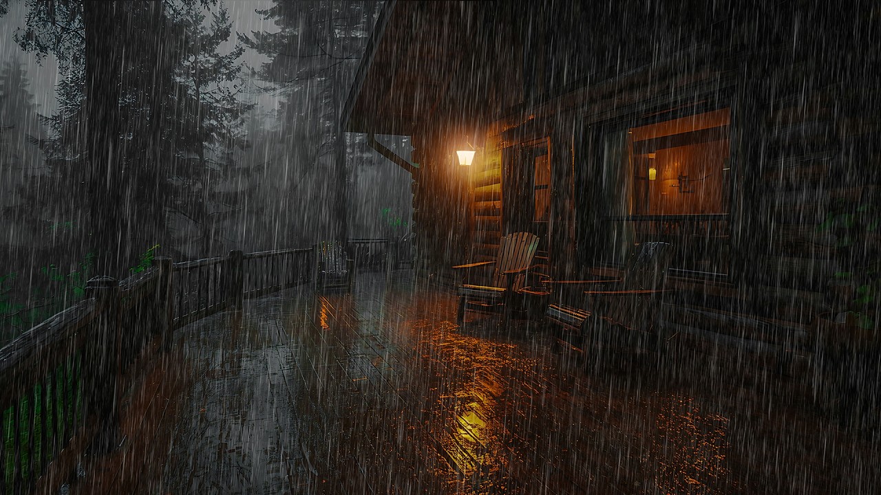 Rainy Night in Forest Cabin 🌧️ Thunder ASMR for Calm & Restful Sleep