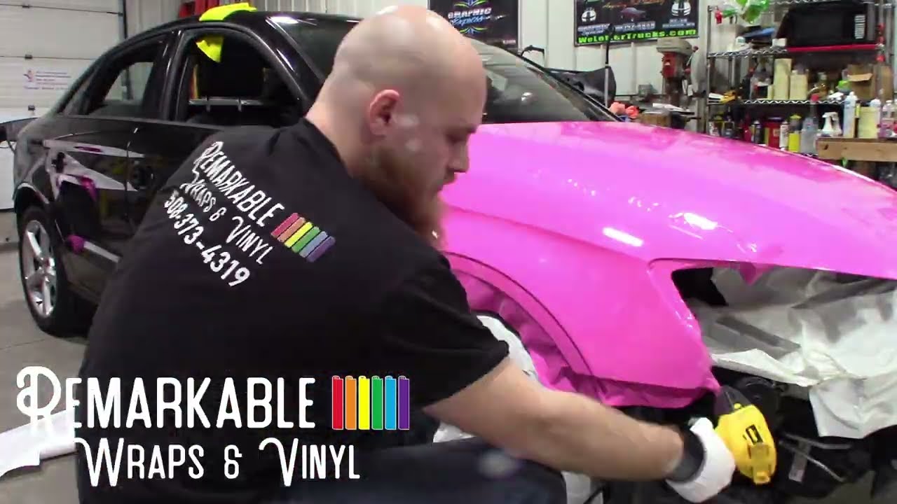 Audi A3 Hexis Gloss Candy Pink Wrap Timelapse