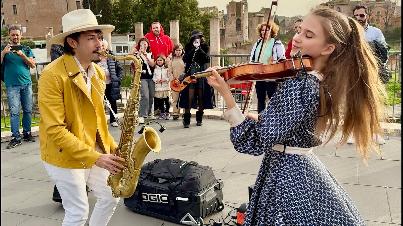 15 year old STOPS TRAFFIC with her performance | Flowers - Karolina Protsenko & Daniele Vitale Sax