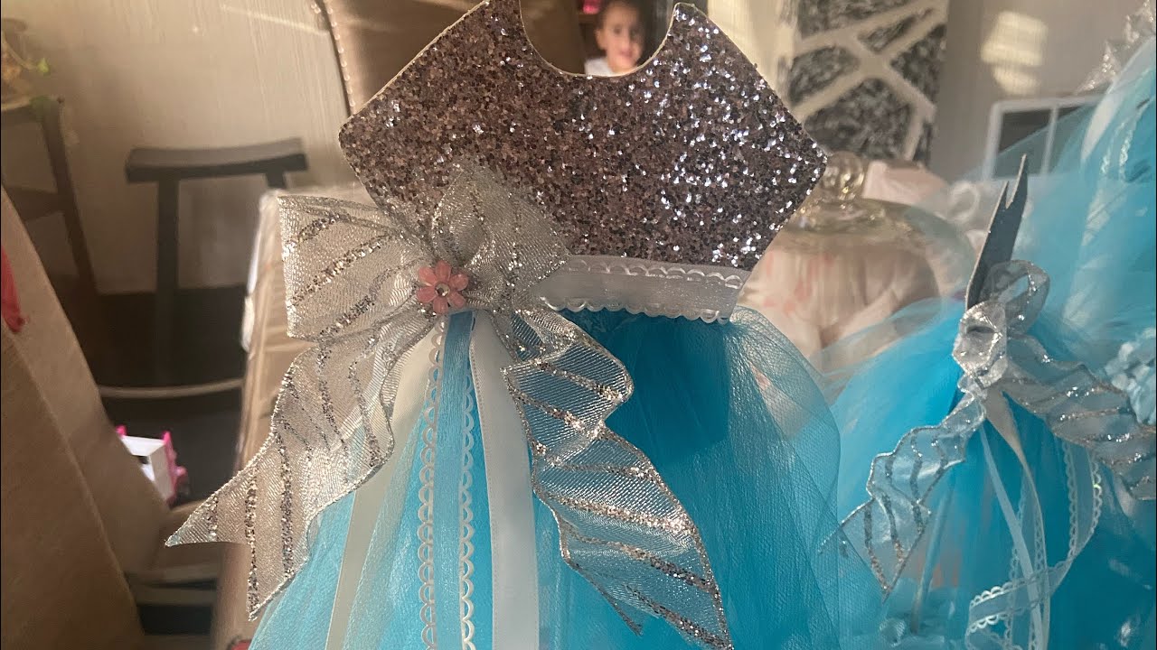 Dress centerpiece with tule and glitter card stock