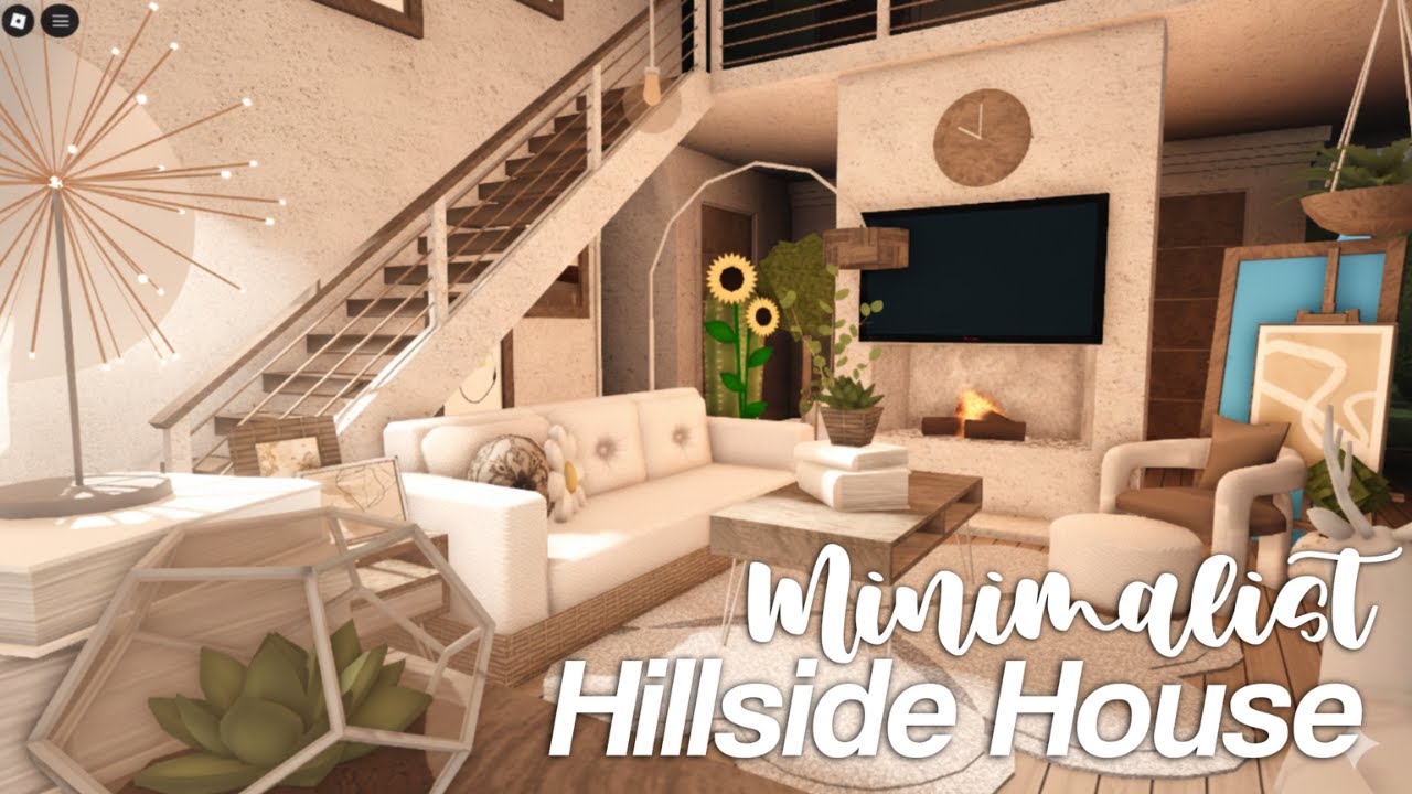 ✧˖° minimalist aesthetic hillside house - bloxburg interior build: part 2  ★彡