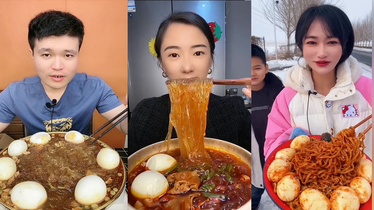 Mukbang ASMR 매운 국수와 계란 | Spicy Noodles paired with Soft Boiled Eggs (Dining Sounds)