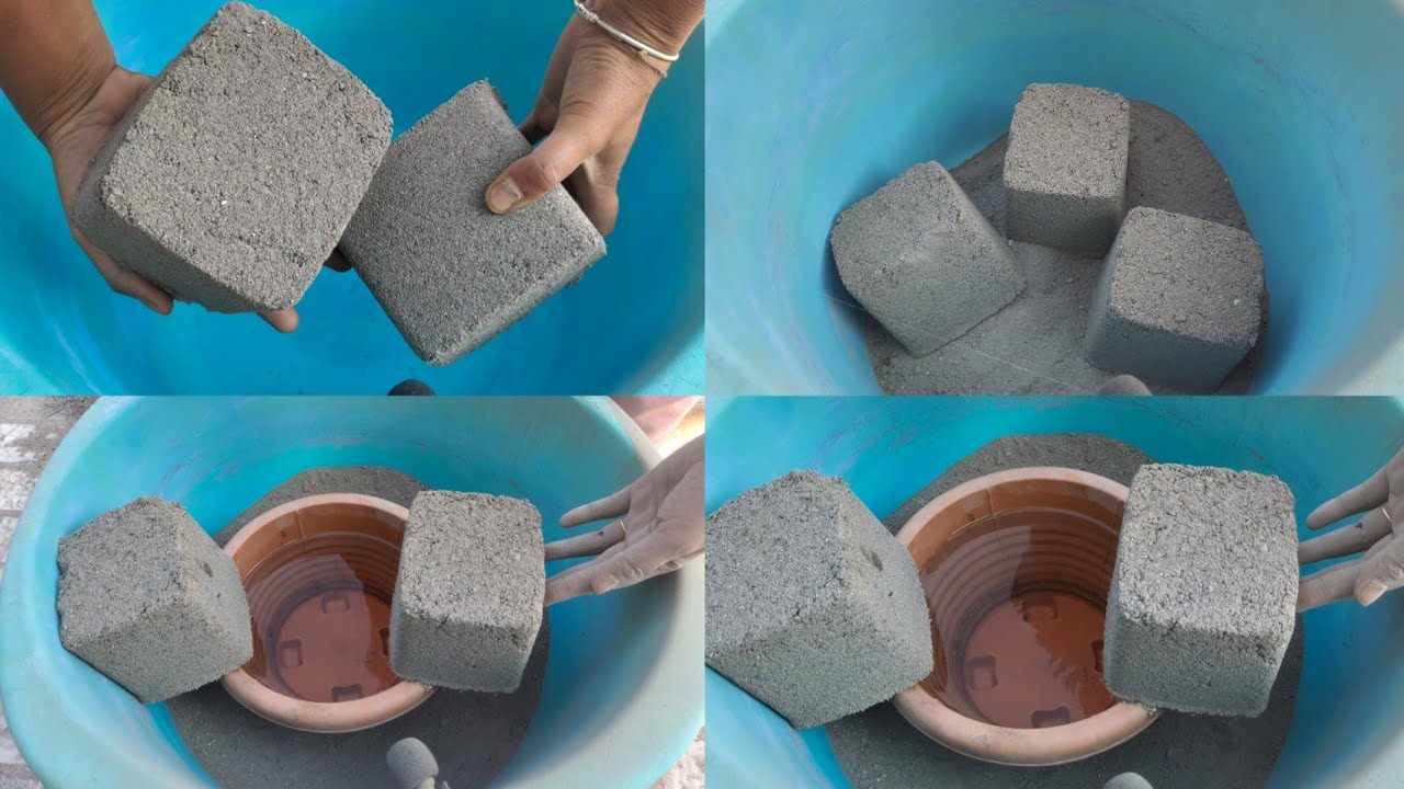 Gritty dusty 🌪️ sand cement crumbling dry and pot water 💦 crumbling